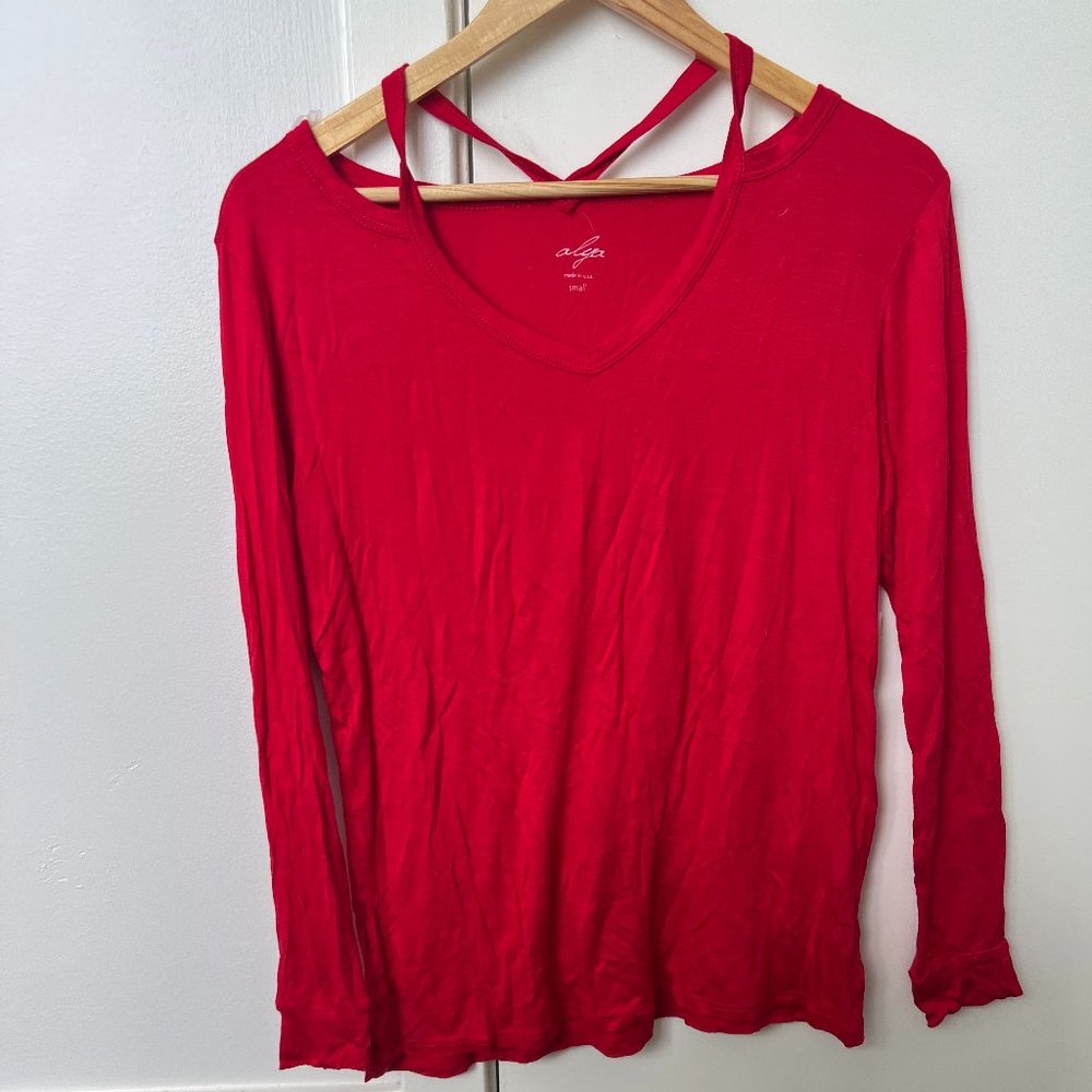 Francesca Red Long Sleeve Top